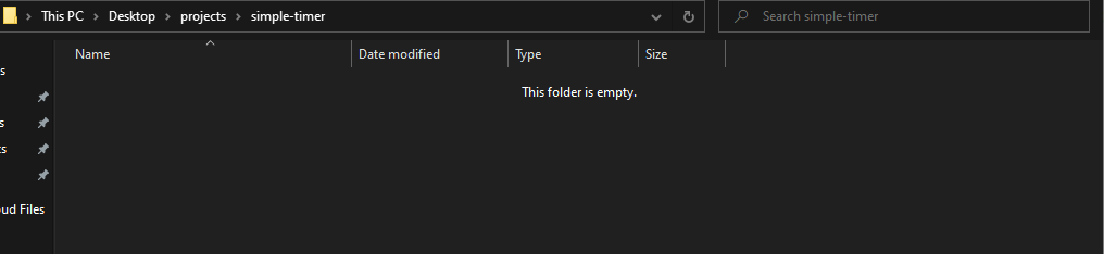 folder Pasta criada e vazia